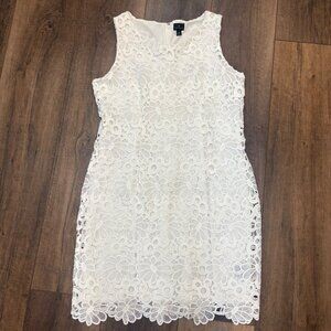 Worthington XL White Sleeveless Floral Lace Shift Dress Lined